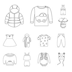 Isolated object of wear and child icon. Collection of wear and apparel stock vector illustration.