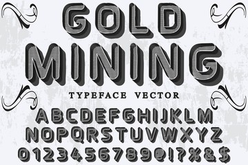 3d Font alphabet Script Typeface handcrafted handwritten vector label design