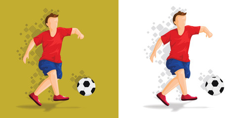 Fototapeta na wymiar Vector illustration of boy cartoon playing with football
