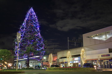 駅とイルミネーション