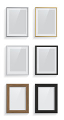Rectangle picture or photo frames set isolated on white background. Vector design elements.
