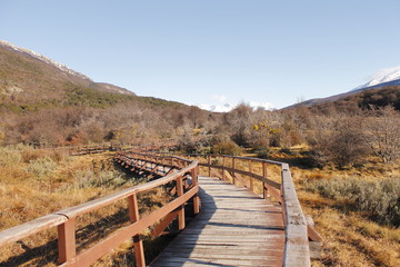 old wooden bridge over the river