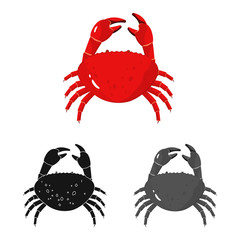 Vector illustration of crab  and seafood sign. Collection of crab  and sea  vector icon for stock.