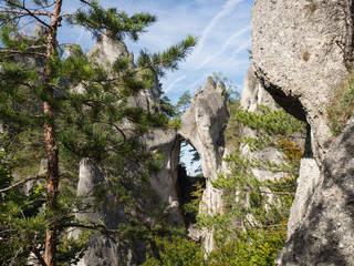 Sulov rocks, nature reserve in Slovakia with gothic rock gate