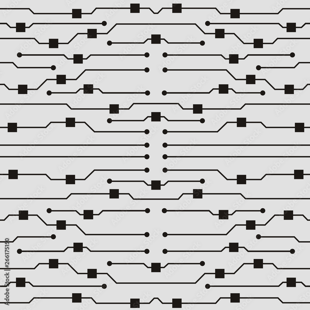 Poster Vector circuit board background. Abstract flat circuit board illustration