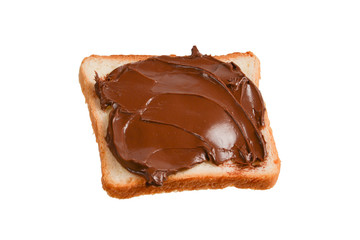 Сhocolate paste sandwich isolated on white background.
