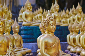 Fototapeta premium Vientiane Province: 02 May 2019, Buddha statue in Wat Sinxayyaram, the Buddhism garden, Laos