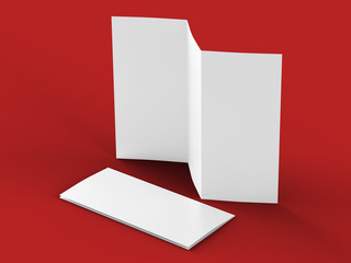 Open trifold brochure in A4 format mockup.3d illustartion