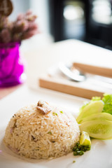 Fried rice with mackerel