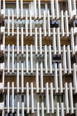 Close-up vertical shoot of horizontal modern design concrete shading elements