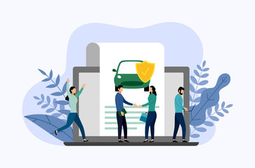 Car protection, business concept vector illustration