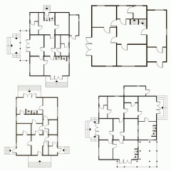 Architectural blueprint in top view background. Vector technical project background illustration
