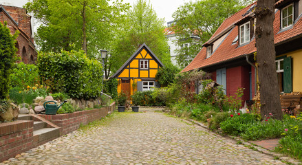 Stralsund. Historic architecture of the Port city located on the island of Rugen in Germany
