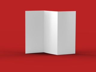 Open trifold brochure in A4 format mockup.3d illustartion