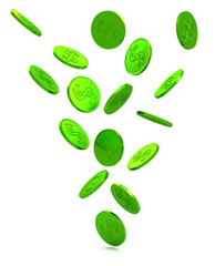The texture of green dollar coins.
