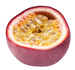 half of passion fruit isolated on a white background