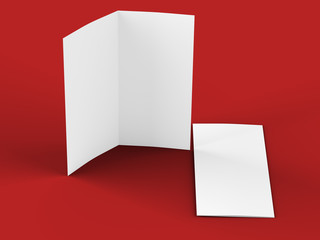 Open fold leaflet in DL format - mock up - 3d illustartion