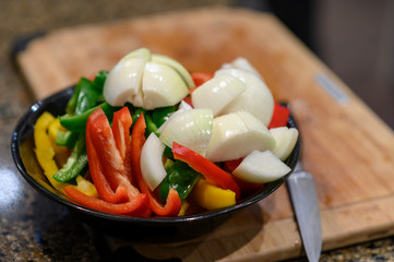 Vegetable plate in a cutting table