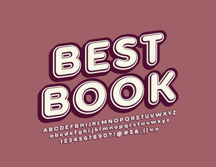 Vector retro style emblem Best Book, Vintage 3D Font. Isometric ALphabet Letters, Numbers and Symbols 