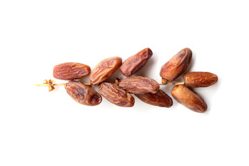 Creative layout made of dried date isolated on white background