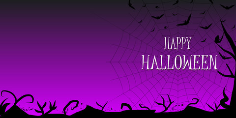 Happy Halloween card design with silhouettes.