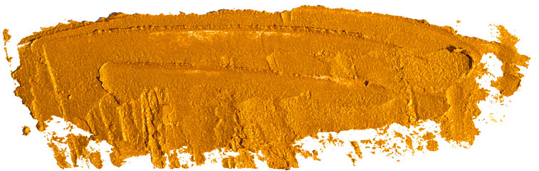 Golden oil texture paint stain brush stroke, hand painted, isolated on white background. EPS10 vector illustration.