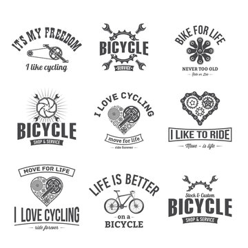 vector illustration retro bicycle emblem isolated on white background for design and advertising