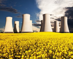 rapesed field nuclear power plant cooling tower