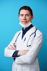 Fototapeta premium Portrait of a doctor with a stethoscope on the neck