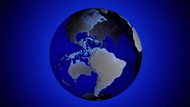Blue transparent 3d animated earth showing the borders of the country Namibia and the capital Windhoek in 4K resolution at daytime