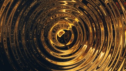 Abstract golden template background for create design card, flyer, banner or creative printed production. Digital or web graphic decor pattern. Liquid paint imitation. Fractal art.