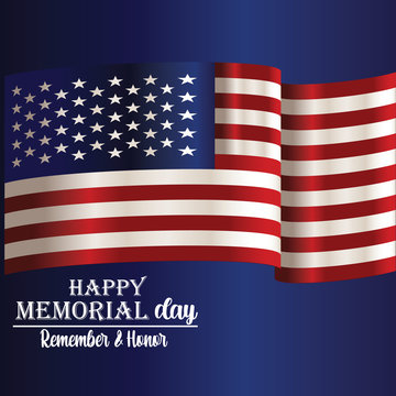 Memorial Day - Remember and honor with USA flag, Vector illustration. - Vector