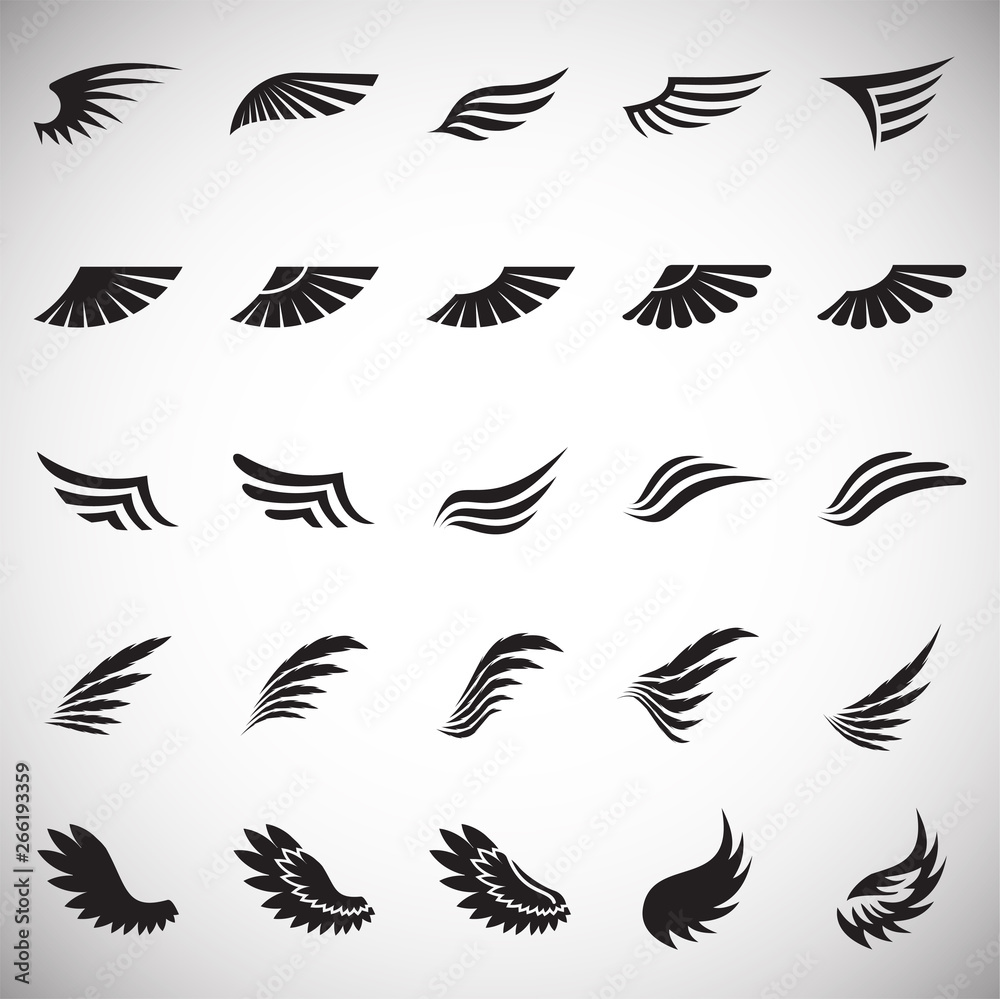 Poster wings icons set on white background for graphic and web design. simple vector sign. internet concept