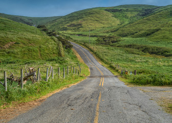 Pierce Point Road in Point Reyes National seashore in California, USA
