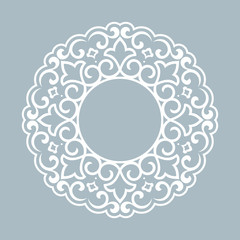 Decorative frame Elegant vector element for design in Eastern style, place for text. Floral blue border. Lace illustration for invitations and greeting cards