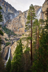 A windy winter afternoon at Yosemite Falls