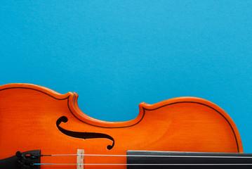 Classiacal music festival poster with violin on blue background