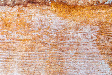 Close up of weathered wood with rust stains