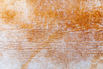 Close up of weathered wood with rust stains