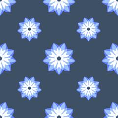 Beautiful seamless pattern with blue flowers. Vector illustration