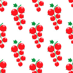 red currant on white background, vector seamless pattern.
