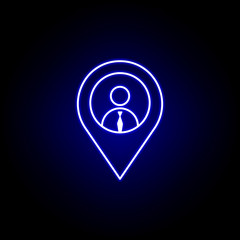 Location, worker, pin icon. Elements of Human resources illustration in neon style icon. Signs and symbols can be used for web, logo, mobile app, UI, UX
