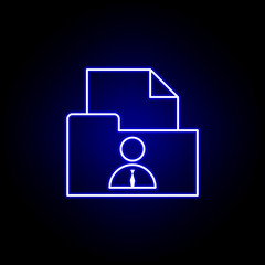 CV, folder, businessman icon. Elements of Human resources illustration in neon style icon. Signs and symbols can be used for web, logo, mobile app, UI, UX