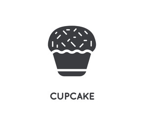 Cake Cupcake Cream Brownie Glyph Vector Element or Icon.