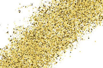 Gold Glitter Texture Isolated On White. Amber Particles Color. Celebration Background. Golden Explosion Of Confetti. Vector Illustration.