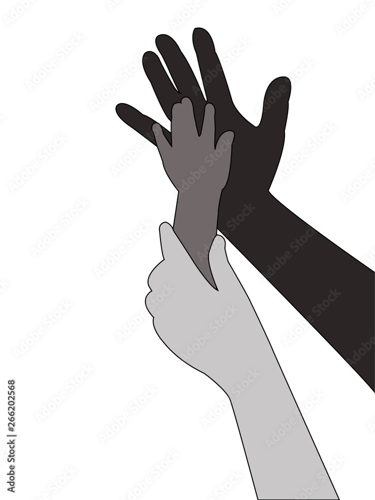 Poster helping hands silhouette vector