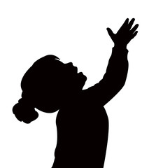 girl head, looking up, silhouette vector