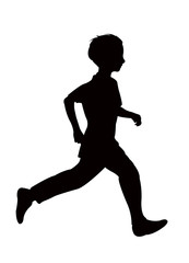 a boy running body silhouette vector