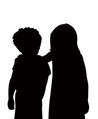 children together silhouette vector