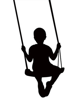 child swinging body silhouette vector